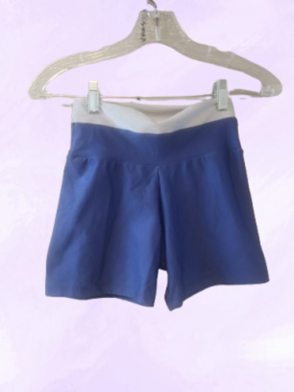 Workout exercise loungewear casual summer active shorts in blue and gray.